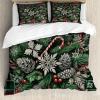 Ambesonne Christmas Duvet Cover Set, Merry Christmas Lettering on an Abstract Modern Snowflake Dot Pattern, Decorative 3 Piece Bedding Set with 2 Pillow Shams, King Size, Black Beige(Green Grey and Ruby)