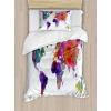 Ambesonne Christmas Duvet Cover Set, Merry Christmas Lettering on an Abstract Modern Snowflake Dot Pattern, Decorative 3 Piece Bedding Set with 2 Pillow Shams, King Size, Black Beige(Gray Purple)
