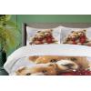 Ambesonne Christmas Duvet Cover Set, Merry Christmas Lettering on an Abstract Modern Snowflake Dot Pattern, Decorative 3 Piece Bedding Set with 2 Pillow Shams, King Size, Black Beige(Off White Tan Dark Pink)