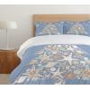 Ambesonne Christmas Duvet Cover Set, Nautical Elements Sea Life Theme with Noel Tree Winter Season, Decorative 3 Piece Bedding Set with 2 Pillow Shams, King Size, Beige Cream