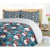 Ambesonne Christmas Duvet Cover Set, Vintage Merry Xmas Wreath Several Noel Yule and Ribbons Candles Bells Image, Decorative 3 Piece Bedding Set with 2 Pillow Shams, King Size, Red(Vermilion Grey and Slate Blue)