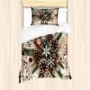 Ambesonne Christmas Duvet Cover Set, Vintage Merry Xmas Wreath Several Noel Yule and Ribbons Candles Bells Image, Decorative 3 Piece Bedding Set with 2 Pillow Shams, King Size, Red(Cocoa Brown Sage Green)