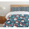 Ambesonne Christmas Duvet Cover Set, Vintage Merry Xmas Wreath Several Noel Yule and Ribbons Candles Bells Image, Decorative 3 Piece Bedding Set with 2 Pillow Shams, King Size, Red(Vermilion Grey and Slate Blue)