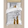 Ambesonne Christmas Duvet Cover Set, Vintage Merry Xmas Wreath Several Noel Yule and Ribbons Candles Bells Image, Decorative 3 Piece Bedding Set with 2 Pillow Shams, King Size, Red(Brown Pale Grey White)