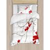 Ambesonne Christmas Duvet Cover Set, Vintage Merry Xmas Wreath Several Noel Yule and Ribbons Candles Bells Image, Decorative 3 Piece Bedding Set with 2 Pillow Shams, King Size, Red(Red White Umber)