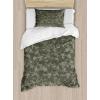 Ambesonne Christmas Duvet Cover Set, Vintage Merry Xmas Wreath Several Noel Yule and Ribbons Candles Bells Image, Decorative 3 Piece Bedding Set with 2 Pillow Shams, King Size, Red(Army Green Sage Green)