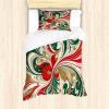 Ambesonne Christmas Duvet Cover Set, Vintage Merry Xmas Wreath Several Noel Yule and Ribbons Candles Bells Image, Decorative 3 Piece Bedding Set with 2 Pillow Shams, King Size, Red(Dark Pink Green Ivory)