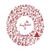 Ambesonne Christmas Duvet Cover Set, Vintage Merry Xmas Wreath Several Noel Yule and Ribbons Candles Bells Image, Decorative 3 Piece Bedding Set with 2 Pillow Shams, King Size, Red(Red)