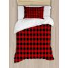 Ambesonne Christmas Duvet Cover Set, Vintage Merry Xmas Wreath Several Noel Yule and Ribbons Candles Bells Image, Decorative 3 Piece Bedding Set with 2 Pillow Shams, King Size, Red(Orange Black)