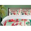Ambesonne Christmas Duvet Cover Set, Vintage Merry Xmas Wreath Several Noel Yule and Ribbons Candles Bells Image, Decorative 3 Piece Bedding Set with 2 Pillow Shams, King Size, Red(Dark Coral Green Blue)