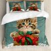 Ambesonne Christmas Duvet Cover Set, Vintage Merry Xmas Wreath Several Noel Yule and Ribbons Candles Bells Image, Decorative 3 Piece Bedding Set with 2 Pillow Shams, King Size, Red(Cadet Blue Fawn Dark Pink)