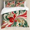 Ambesonne Christmas Duvet Cover Set, Vintage Merry Xmas Wreath Several Noel Yule and Ribbons Candles Bells Image, Decorative 3 Piece Bedding Set with 2 Pillow Shams, King Size, Red(Dark Pink Green Ivory)