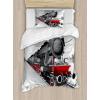 Ambesonne Christmas Duvet Cover Set, Vintage Merry Xmas Wreath Several Noel Yule and Ribbons Candles Bells Image, Decorative 3 Piece Bedding Set with 2 Pillow Shams, King Size, Red(Red Grey)