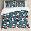 Ambesonne Christmas Duvet Cover Set, Vintage Merry Xmas Wreath Several Noel Yule and Ribbons Candles Bells Image, Decorative 3 Piece Bedding Set with 2 Pillow Shams, King Size, Red(Vermilion Grey and Slate Blue)