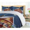 Ambesonne Christmas Duvet Cover Set, Vintage Merry Xmas Wreath Several Noel Yule and Ribbons Candles Bells Image, Decorative 3 Piece Bedding Set with 2 Pillow Shams, King Size, Red(Night Blue)