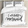 Ambesonne Christmas Duvet Cover Set, Watercolor Christmas Theme Fir Trees Abstract Silhouettes Illustration, Decorative 3 Piece Bedding Set with 2 Pillow Shams, Queen Size, Green Seafoam(Black White Print)