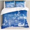 Ambesonne Christmas Duvet Cover Set, Watercolor Christmas Theme Fir Trees Abstract Silhouettes Illustration, Decorative 3 Piece Bedding Set with 2 Pillow Shams, Queen Size, Green Seafoam(Violet Blue)