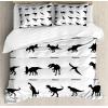 Ambesonne Christmas Duvet Cover Set, Watercolor Christmas Theme Fir Trees Abstract Silhouettes Illustration, Decorative 3 Piece Bedding Set with 2 Pillow Shams, Queen Size, Green Seafoam(Black Charcoal)