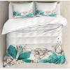 Ambesonne Christmas Duvet Cover Set, Watercolor Christmas Theme Fir Trees Abstract Silhouettes Illustration, Decorative 3 Piece Bedding Set with 2 Pillow Shams, Queen Size, Green Seafoam(Beige Teal)