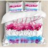 Ambesonne Christmas Duvet Cover Set, Watercolor Christmas Theme Fir Trees Abstract Silhouettes Illustration, Decorative 3 Piece Bedding Set with 2 Pillow Shams, Queen Size, Green Seafoam(Pink Blue)