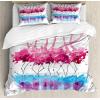 Ambesonne Christmas Duvet Cover Set, Watercolor Christmas Theme Fir Trees Abstract Silhouettes Illustration, Decorative 3 Piece Bedding Set with 2 Pillow Shams, Queen Size, Green Seafoam(Pink Blue)