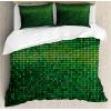 Ambesonne Christmas Duvet Cover Set, Watercolor Christmas Theme Fir Trees Abstract Silhouettes Illustration, Decorative 3 Piece Bedding Set with 2 Pillow Shams, Queen Size, Green Seafoam(Emerald Green)