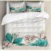 Ambesonne Christmas Duvet Cover Set, Watercolor Christmas Theme Fir Trees Abstract Silhouettes Illustration, Decorative 3 Piece Bedding Set with 2 Pillow Shams, Queen Size, Green Seafoam(Beige Teal)