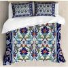 Ambesonne Christmas Duvet Cover Set, Watercolor Christmas Theme Fir Trees Abstract Silhouettes Illustration, Decorative 3 Piece Bedding Set with 2 Pillow Shams, Queen Size, Green Seafoam(Aqua Red)