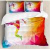 Ambesonne Christmas Duvet Cover Set, Watercolor Christmas Theme Fir Trees Abstract Silhouettes Illustration, Decorative 3 Piece Bedding Set with 2 Pillow Shams, Queen Size, Green Seafoam(Red Orange)