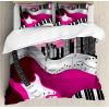 Ambesonne Christmas Duvet Cover Set, Watercolor Christmas Theme Fir Trees Abstract Silhouettes Illustration, Decorative 3 Piece Bedding Set with 2 Pillow Shams, Queen Size, Green Seafoam(Hot Pink Pale Grey Black)