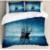 Ambesonne Christmas Duvet Cover Set, Watercolor Christmas Theme Fir Trees Abstract Silhouettes Illustration, Decorative 3 Piece Bedding Set with 2 Pillow Shams, Queen Size, Green Seafoam(Pale Blue Dark Blue)