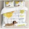 Ambesonne Christmas Duvet Cover Set, Watercolor Christmas Theme Fir Trees Abstract Silhouettes Illustration, Decorative 3 Piece Bedding Set with 2 Pillow Shams, Queen Size, Green Seafoam(Blue Grey Yellow Cocoa)