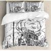 Ambesonne Christmas Duvet Cover Set, Watercolor Christmas Theme Fir Trees Abstract Silhouettes Illustration, Decorative 3 Piece Bedding Set with 2 Pillow Shams, Queen Size, Green Seafoam(White Pale Black)