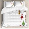 Ambesonne Christmas Duvet Cover Set, Watercolor Christmas Theme Fir Trees Abstract Silhouettes Illustration, Decorative 3 Piece Bedding Set with 2 Pillow Shams, Queen Size, Green Seafoam(Brown Ruby)