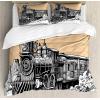 Ambesonne Christmas Duvet Cover Set, Watercolor Christmas Theme Fir Trees Abstract Silhouettes Illustration, Decorative 3 Piece Bedding Set with 2 Pillow Shams, Queen Size, Green Seafoam(Peach White)