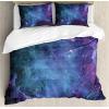 Ambesonne Christmas Duvet Cover Set, Watercolor Christmas Theme Fir Trees Abstract Silhouettes Illustration, Decorative 3 Piece Bedding Set with 2 Pillow Shams, Queen Size, Green Seafoam(Navy Purple)