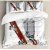 Ambesonne Christmas Duvet Cover Set, Watercolor Christmas Theme Fir Trees Abstract Silhouettes Illustration, Decorative 3 Piece Bedding Set with 2 Pillow Shams, Queen Size, Green Seafoam(Brown and Cream)