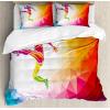 Ambesonne Christmas Duvet Cover Set, Watercolor Christmas Theme Fir Trees Abstract Silhouettes Illustration, Decorative 3 Piece Bedding Set with 2 Pillow Shams, Queen Size, Green Seafoam(Red Orange)