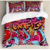 Ambesonne Christmas Duvet Cover Set, Watercolor Christmas Theme Fir Trees Abstract Silhouettes Illustration, Decorative 3 Piece Bedding Set with 2 Pillow Shams, Queen Size, Green Seafoam(Pink Red)
