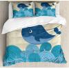 Ambesonne Christmas Duvet Cover Set, Watercolor Christmas Theme Fir Trees Abstract Silhouettes Illustration, Decorative 3 Piece Bedding Set with 2 Pillow Shams, Queen Size, Green Seafoam(Dark Blue)