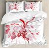 Ambesonne Christmas Duvet Cover Set, Watercolor Christmas Theme Fir Trees Abstract Silhouettes Illustration, Decorative 3 Piece Bedding Set with 2 Pillow Shams, Queen Size, Green Seafoam(Dark Coral White)
