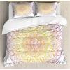 Ambesonne Christmas Duvet Cover Set, Watercolor Christmas Theme Fir Trees Abstract Silhouettes Illustration, Decorative 3 Piece Bedding Set with 2 Pillow Shams, Queen Size, Green Seafoam(Orange Violet and Yellow)