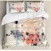 Ambesonne Christmas Duvet Cover Set, Watercolor Christmas Theme Fir Trees Abstract Silhouettes Illustration, Decorative 3 Piece Bedding Set with 2 Pillow Shams, Queen Size, Green Seafoam(Ivory)