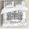 Ambesonne Christmas Duvet Cover Set, Watercolor Christmas Theme Fir Trees Abstract Silhouettes Illustration, Decorative 3 Piece Bedding Set with 2 Pillow Shams, Queen Size, Green Seafoam(White Charcoal)