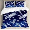 Ambesonne Christmas Duvet Cover Set, Watercolor Christmas Theme Fir Trees Abstract Silhouettes Illustration, Decorative 3 Piece Bedding Set with 2 Pillow Shams, Queen Size, Green Seafoam(Navy Purple Grey)