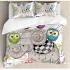 Ambesonne Christmas Duvet Cover Set, Watercolor Christmas Theme Fir Trees Abstract Silhouettes Illustration, Decorative 3 Piece Bedding Set with 2 Pillow Shams, Queen Size, Green Seafoam(Pale Taupe)
