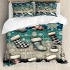 Ambesonne Christmas Duvet Cover Set, Watercolor Christmas Theme Fir Trees Abstract Silhouettes Illustration, Decorative 3 Piece Bedding Set with 2 Pillow Shams, Queen Size, Green Seafoam(Blue Dark Grey Off White)
