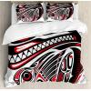 Ambesonne Christmas Duvet Cover Set, Watercolor Christmas Theme Fir Trees Abstract Silhouettes Illustration, Decorative 3 Piece Bedding Set with 2 Pillow Shams, Queen Size, Green Seafoam(Black Red)