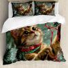 Ambesonne Christmas Duvet Cover Set, Watercolor Christmas Theme Fir Trees Abstract Silhouettes Illustration, Decorative 3 Piece Bedding Set with 2 Pillow Shams, Queen Size, Green Seafoam(Hunter Green and Vermilion)