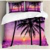 Ambesonne Christmas Duvet Cover Set, Watercolor Christmas Theme Fir Trees Abstract Silhouettes Illustration, Decorative 3 Piece Bedding Set with 2 Pillow Shams, Queen Size, Green Seafoam(Black Purple)
